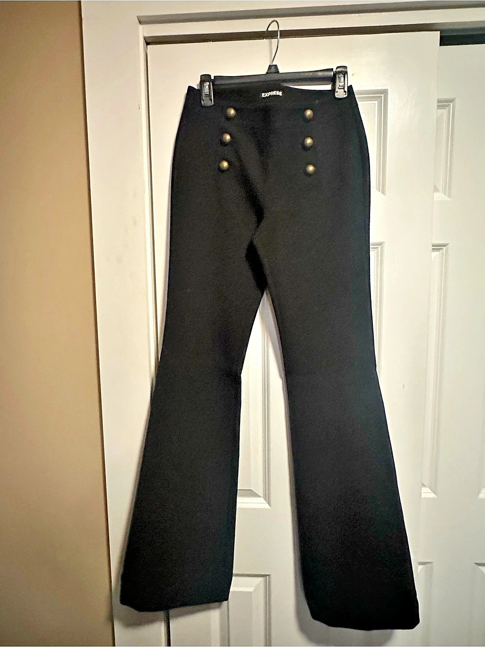 Express Super High Waisted Novelty Button Trouser Pant Black Flare Pants Waist